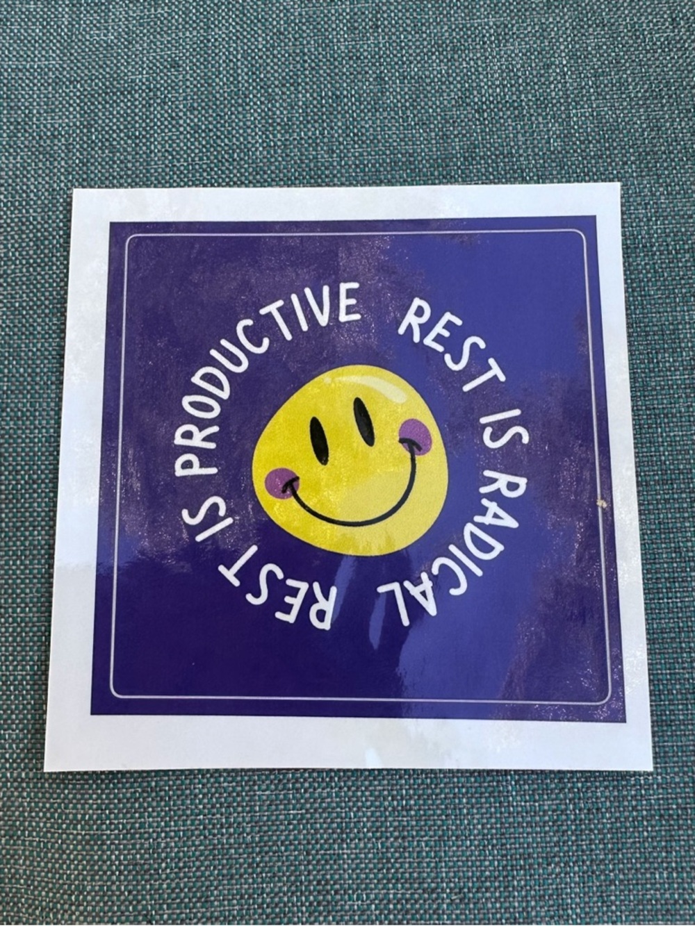 Rest Is Productive Purple Glossy Smiley Sticker